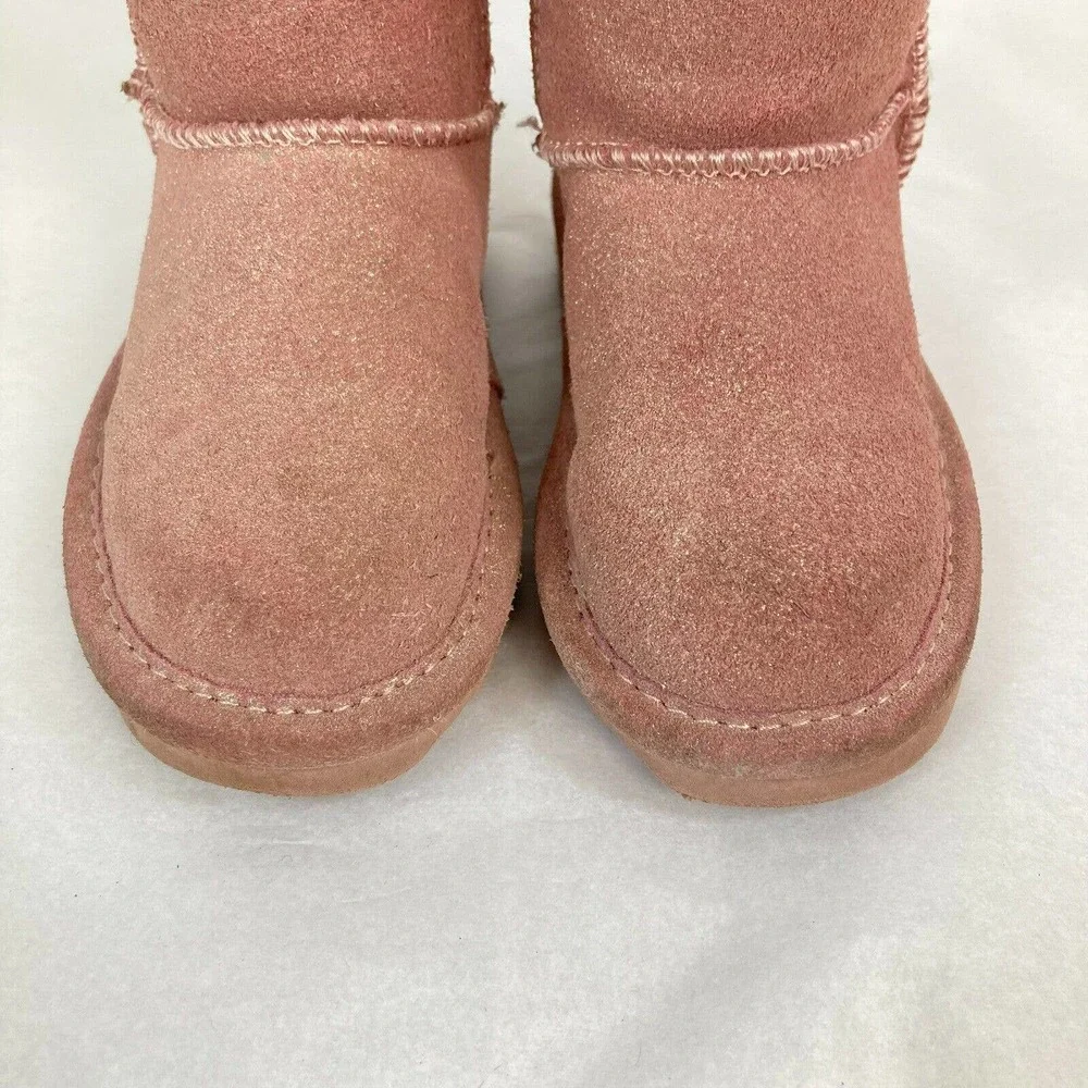 Bearpaw Boots Toddler Girls Sz 7 Light Pink Suede Leather Shearling‎ Pull On